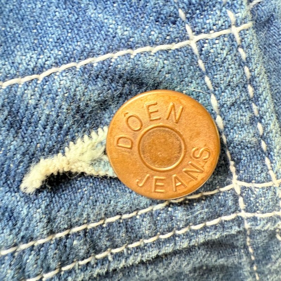 Doen Denim Overalls Shorts 28 Womens Blue Cotton Frayed Hem Pocket Casual - Picture 9 of 13